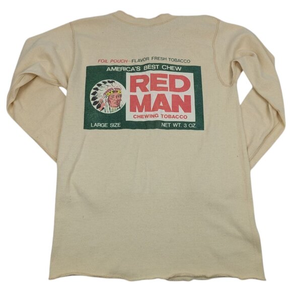 Red Man Chewing Tobacco Snuff Tropix Vintage Henley Shirt Mens‎ Size Small - Picture 2 of 11